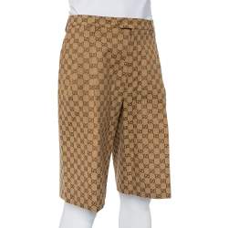 Gucci Beige Logo Monogram Canvas Bermuda Shorts XL