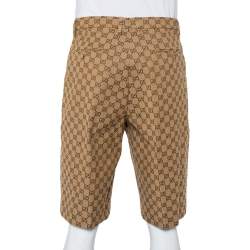 Gucci Beige Logo Monogram Canvas Bermuda Shorts XL