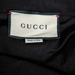 مملوكة مسبقًا جاكت غوتشي تفاصيل إبليك نمر نمط مخطط خامة صناعية أسود مقاس صغير