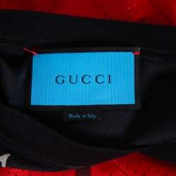 Gucci Black Jersey & Red Mesh Ghost Printed T-Shirt XS