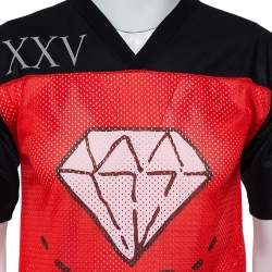 Gucci Black Jersey & Red Mesh Ghost Printed T-Shirt XS