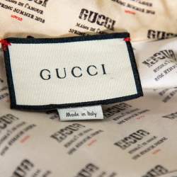 Pre Owned Gucci Beige Silk Invite Stamp Bowling Shirt M