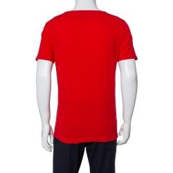 مملوكة مسبقًا Gucci Red Tiger Head Print Crewneck T-Shirt XS