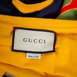 Gucci Yellow/Blue Tiger Print Cotton Crewneck T-Shirt S