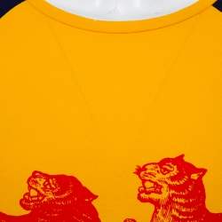 Gucci Yellow/Blue Tiger Print Cotton Crewneck T-Shirt S