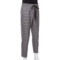 Gucci Grey Checkered Wool Track Pants S
