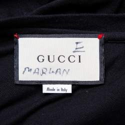 مملوكة مسبقًا Gucci Black Washed Logo Printed Cotton Crewneck Distressed T-Shirt L