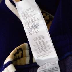 Pre Owned Gucci Blue Wool Logo Side Strip Detail Cropped Track Pants M