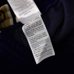 Pre Owned Gucci Blue Wool Logo Side Strip Detail Cropped Track Pants M