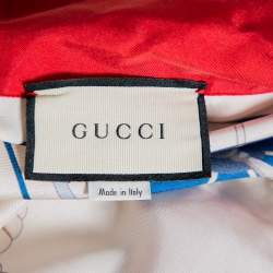 Pre Owned Gucci Cream & Red Nautical Printed Silk Oversized Bowling Shirt XS