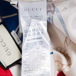 Pre Owned Gucci Cream & Red Nautical Printed Silk Oversized Bowling Shirt XS