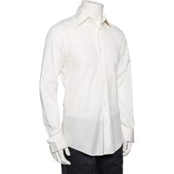 Gucci White Logo Jacquard Cotton Button Front Shirt M 