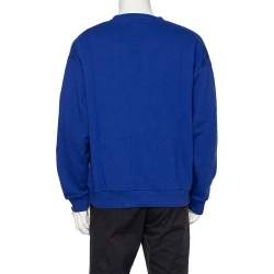 Gucci Navy Blue Logo Printed Cotton Knit Sweatshirt XL