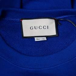 Gucci Navy Blue Logo Printed Cotton Knit Sweatshirt XL