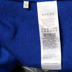 Gucci Navy Blue Logo Printed Cotton Knit Sweatshirt XL