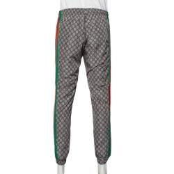Gucci Beige Logo Printed Web Stripe Detail Joggers XL