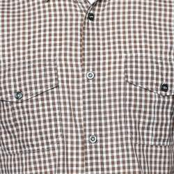 Pre Owned Gucci Brown Checkered Cotton Patch pocket Detail Slim Fit Shirt M