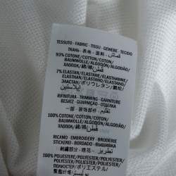 Gucci White Cotton Pique Embroidered Collar Polo T-shirt L
