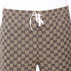 مملوكة مسبقًا Gucci Beige Logo Jacquard Drawstring Detail Trousers S