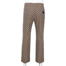 مملوكة مسبقًا Gucci Beige Logo Jacquard Drawstring Detail Trousers S
