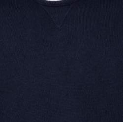 Pre Owned Gucci Navy Blue Wool Leather Tab Detail Crewneck Sweater XXL
