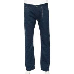 Gucci Blue Cotton Regular Fit Trouser L