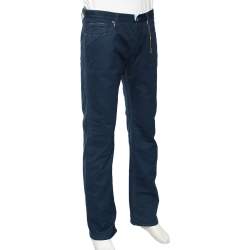 Gucci Blue Cotton Regular Fit Trouser L