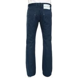 Gucci Blue Cotton Regular Fit Trouser L