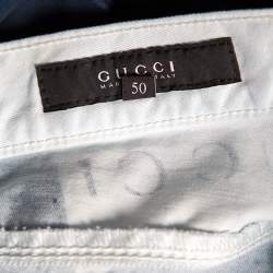 Gucci Blue Cotton Regular Fit Trouser L