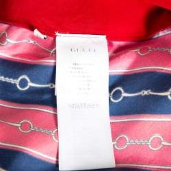 Pre Owned Gucci Red Silk Blend Print Detail Bowling Shirt L