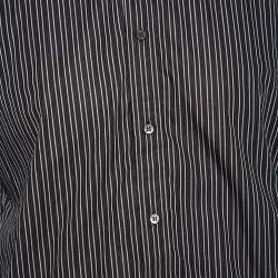 Gucci Dark Grey Striped Cotton Slim Front Button Shirt M