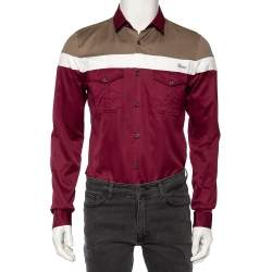Gucci Tricolor Cotton Patch Pocket Skinny Fit Shirt M 