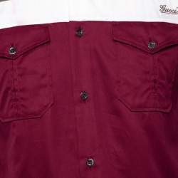 Gucci Tricolor Cotton Patch Pocket Skinny Fit Shirt M 