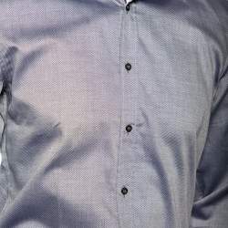 مملوكة مسبقًا قميص غوتشي قطن نمط أزرق رصاصي قصة مجسمة مقاس وسط (ميديوم)