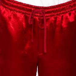 مملوكة مسبقًا Gucci Red Silk Blend Print Detail Shorts L