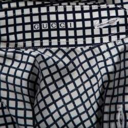 Pre Owned Gucci Blue Logo Checked Cotton Slim Fit Shirt M 
