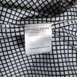 Pre Owned Gucci Blue Logo Checked Cotton Slim Fit Shirt M 