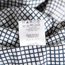Pre Owned Gucci Blue Logo Checked Cotton Slim Fit Shirt M 