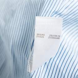 مملوكة مسبقًا Gucci Blue Striped Cotton Logo Embroidered Detail Slim Fit Shirt M