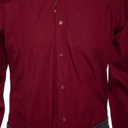 Gucci Maroon Cotton Button Front Shirt M
