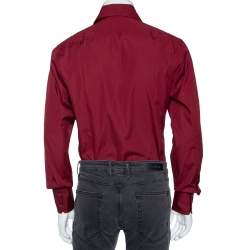 Gucci Maroon Cotton Button Front Shirt M