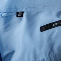 Gucci Sky Blue Cotton Button Front Shirt M 