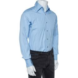 Gucci Sky Blue Cotton Button Front Shirt M 