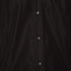 Pre Owned Gucci Black Cotton Jacquard Logo Detail Fitted Shirt M