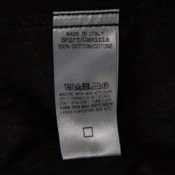 Pre Owned Gucci Black Cotton Jacquard Logo Detail Fitted Shirt M