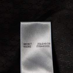 Pre Owned Gucci Black Cotton Jacquard Logo Detail Fitted Shirt M