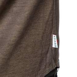 Pre Owned Gucci Brown Cotton Pique Safari Short Sleeve Shirt M 