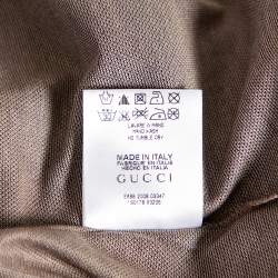 Pre Owned Gucci Brown Cotton Pique Safari Short Sleeve Shirt M 