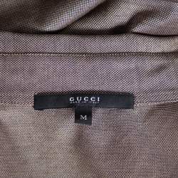 Pre Owned Gucci Brown Cotton Pique Safari Short Sleeve Shirt M 