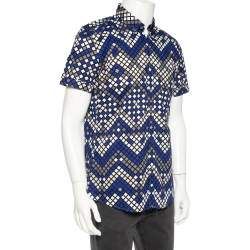 مملوكة مسبقًا Gucci Multicolored Patterned Cotton Short Sleeve Shirt M